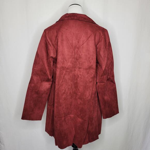 Hyfve Maroon Red Essential Mid-Length Open Jacket Trench Blazer NEW Medium - Picture 5 of 6